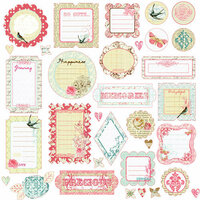 Prima - Shabby Chic Collection - Self Adhesive Glittered Chipboard Pieces - Journaling, CLEARANCE
