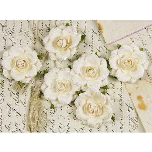 Prima - Tea Rose Collection - Mulberry Flower Embellishments - Snow