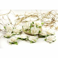Prima - Fairytale Roses Collection - Miniature Mulberry Flower Embellishments - French White