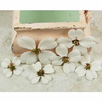 Prima - Calcutta Dogwood Collection - Fabric Flower Embellishments - Bright White, CLEARANCE