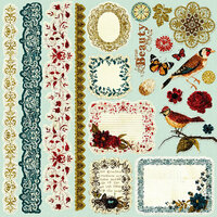 Prima - Reflections Collection - 12 x 12 Glittered Cardstock Stickers - Journaling