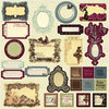 Prima - Moulin Rouge Collection - Self Adhesive Glittered Chipboard Pieces - Journaling