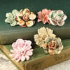 Prima - Firefly Collection - Mulberry Flower Embellishments - Stone