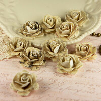 Prima - Parchment Petals Collection - Flower Embellishments - Antique