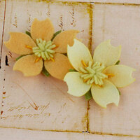Prima - Merelle Collection - Fabric Flower Embellishments - Apricot