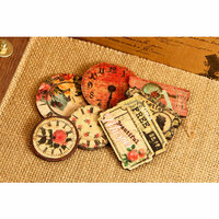 Prima - Romance Novel Collection - Wood Embellishments - Clocks and Tickets