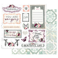 Prima - Pretty Mosaic Collection - 12 x 12 Double Sided Paper with Foil Accents - Beautiful Life