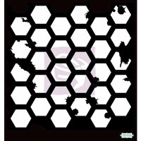 Prima - Poppies and Peonies Collection - Donna Downey - Stencils Mask Set - 6 x 6 - Hexagon Grunge
