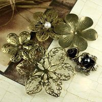 Prima - Vintage Trinkets Collection - Metal Embellishments - Flowers Mix 4