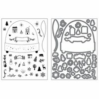 Prima - Sweet Peppermint Collection - Christmas - Cling Mounted Stamps and Die Set - Snowglobe