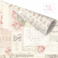 Prima - Love Story Collection - 12 x 12 Double Sided Paper - Memories Left in Notes with Foil Accents
