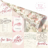 Prima - Love Story Collection - 12 x 12 Double Sided Paper - Notes That Last Forever with Foil Accents