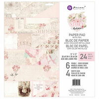 Prima - Love Story Collection - 12 x 12 Paper Pad with Foil Accents