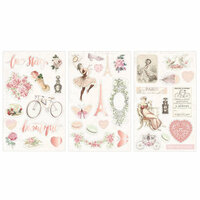 Prima - Love Story Collection - Chipboard Stickers with Foil Accents