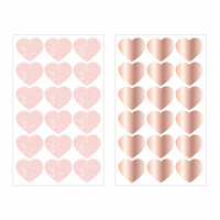 Prima - Love Story Collection - Cardstock Stickers with Glitter and Rose Gold Foil Accents - Hearts