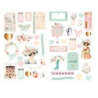 Prima - Peach Tea Collection - Chipboard Stickers With Foil Accents