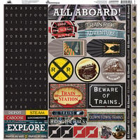 Reminisce - All Aboard Collection - 12 x 12 Cardstock Stickers - Alpha Combo