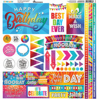 Reminisce - Birthday Bash Collection - 12 x 12 Cardstock Stickers - Elements