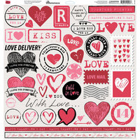Reminisce - Be My Valentine Collection - 12 x 12 Cardstock Stickers - Be My Valentine - Elements