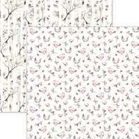 Reminisce - Cozy Winter Collection - 12 x 12 Double Sided Paper - Birds and Cotton