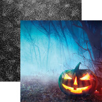Reminisce - Dark Night Collection - 12 x 12 Double Sided Paper - Scary Pumpkin