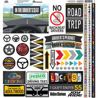 Reminisce - In The Driver's Seat Collection - 12 x 12 Cardstock Stickers - Elements