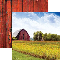 Reminisce - Farm Life Collection - 12 x 12 Double Sided Paper - Red Barn