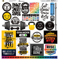 Reminisce - Get Fit Collection - 12 x 12 Cardstock Stickers - Custom