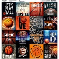 Reminisce - Game Day Basketball Collection - 12 x 12 Cardstock Stickers - Squares