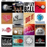 Reminisce - Game Day Volleyball Collection - 12 x 12 Cardstock Stickers - Squares