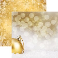 Reminisce - Gold Christmas Collection - 12 x 12 Double Sided Paper - Golden Ball