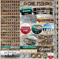 Reminisce - Gone Fishing Collection - 12 x 12 Cardstock Stickers - Alpha Combo