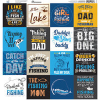 Reminisce - Hooked On Fishing Collection - 12 x 12 Cardstock Stickers - Elements