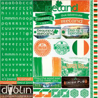 Reminisce - Ireland Collection - 12 x 12 Cardstock Stickers - Alpha Combo