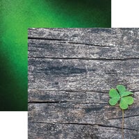 Reminisce - Irish Kiss Collection - 12 x 12 Double Sided Paper - Shamrock on Gray Wood