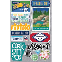 Reminisce - Jetsetters Collection - 3 Dimensional Die Cut Stickers - Arkansas