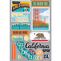 Reminisce - Jetsetters Collection - 3 Dimensional Die Cut Stickers - California