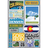 Reminisce - Jetsetters Collection - 3 Dimensional Die Cut Stickers - Colorado