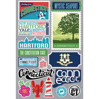 Reminisce - Jetsetters Collection - 3 Dimensional Die Cut Stickers - Connecticut