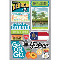 Reminisce - Jetsetters Collection - 3 Dimensional Die Cut Stickers - Georgia