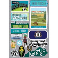 Reminisce - Jetsetters Collection - 3 Dimensional Die Cut Stickers - Kentucky