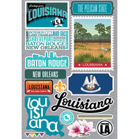 Reminisce - Jetsetters Collection - 3 Dimensional Die Cut Stickers - Louisiana