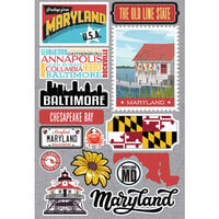 Reminisce - Jetsetters Collection - 3 Dimensional Die Cut Stickers - Maryland