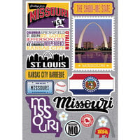 Reminisce - Jetsetters Collection - 3 Dimensional Die Cut Stickers - Missouri