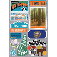 Reminisce - Jetsetters Collection - 3 Dimensional Die Cut Stickers - New Hampshire