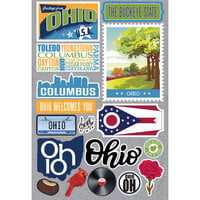 Reminisce - Jetsetters Collection - 3 Dimensional Die Cut Stickers - Ohio