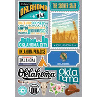Reminisce - Jetsetters Collection - 3 Dimensional Die Cut Stickers - Oklahoma