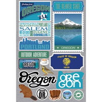 Reminisce - Jetsetters Collection - 3 Dimensional Die Cut Stickers - Oregon