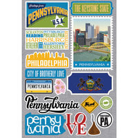 Reminisce - Jetsetters Collection - 3 Dimensional Die Cut Stickers - Pennsylvania