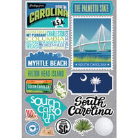 Reminisce - Jetsetters Collection - 3 Dimensional Die Cut Stickers - South Carolina